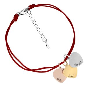 czerwona bransoletka na sznurku dla bliskiej osoby grawer serca bejessa