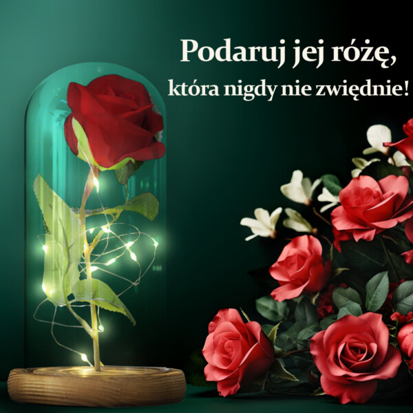 róża w szkle świecąca - led - 1 róża - reklama - zielona - cz - bejessa - pl (1)
