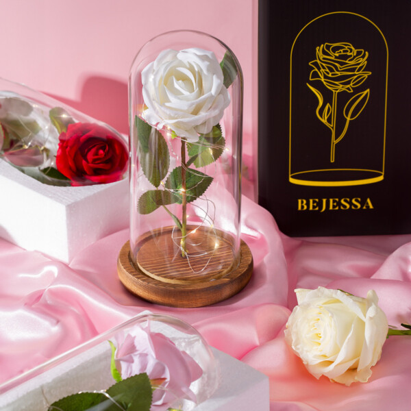 wieczna róża w szkle - śiwecąca led - prezent - bejessa (3)
