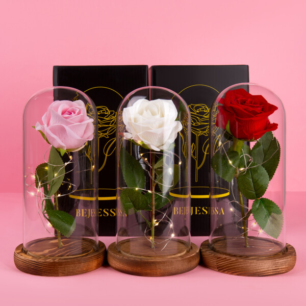 wieczna róża w szkle - śiwecąca led - prezent - bejessa (4)